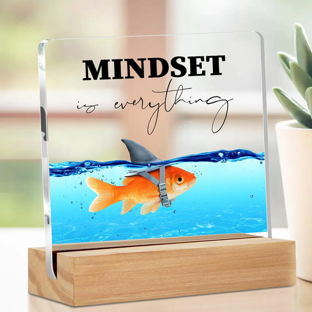 Inspirational Acrylic Sign Motivational Mindset Clear Desk Decorative Sign with Stand Gifts for Women Men Entrepreneur Coworker Self Improvement Positive Affirmations Table Desk Office Home Decor