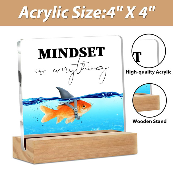 Inspirational Acrylic Sign Motivational Mindset Clear Desk Decorative Sign with Stand Gifts for Women Men Entrepreneur Coworker Self Improvement Positive Affirmations Table Desk Office Home Decor
