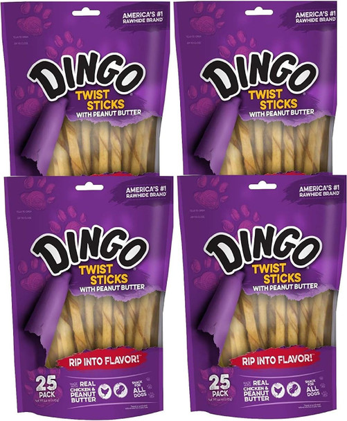 Dingo Peanut Butter Twist Sticks, 100 Pack