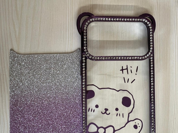 Purple Glittery Cartoon Design Phone Case for iPhone 17 Pro Max Premium Mobile Cover