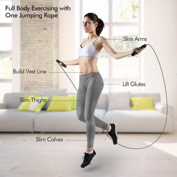 Jump Rope, Tangle-Free Rapid Speed Jumping Rope Cable with Ball Bearings for Women, Men & Kids, Adjustable Steel Jump Rope with Foam Handles for Home Gym Exercise Fitness Workout Equipment & Slim Body - Green