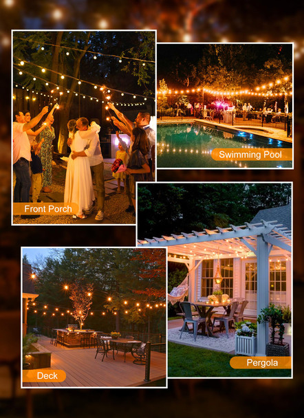 Brightown Outdoor String Lights - Connectable Dimmable LED Patio String Lights with G40 Globe Plastic Bulbs, All Weatherproof Hanging Lights for Outside Backyard Porch (50 ft - 25 LED Bulbs)
