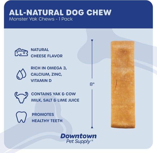 Downtown Pet Supply - Monster Yak Cheese Himalayan Dog Chews - Natural Dog Treats - Dog Dental Care & Plaque Remover for Teeth - Rawhide- Dog Chews with Zinc, Calcium, Vitamin D