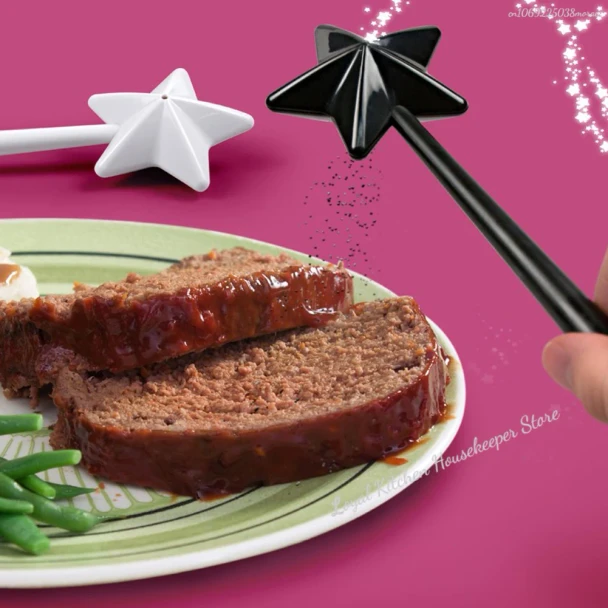 MOONBIFFY Portable Salt Pepper Shakers Refillable Magical Star Wand Spice Dispenser Seasoning Shaker Set Kitchen & Dining BBQ Supplies바비큐
