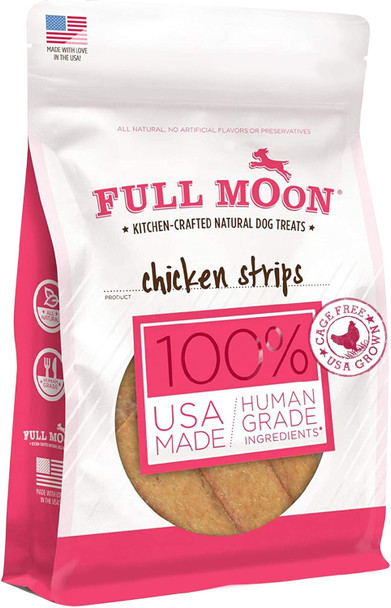 Full Moon Chicken Strips Healthy All Natural Dog Treats Human Grade Made in USA Grain , 1.5 Pound (Pack of 1)