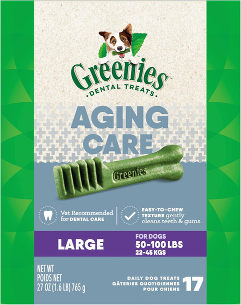 Greenies Aging Care Large Natural Dental Care Dog Treats, 27 oz. Pack (17 Treats)