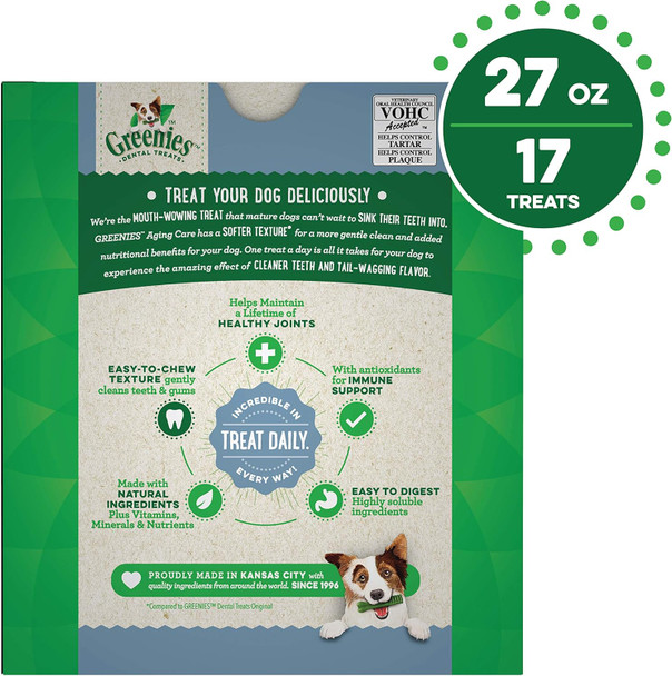 Greenies Aging Care Large Natural Dental Care Dog Treats, 27 oz. Pack (17 Treats)