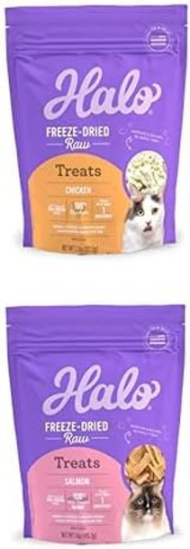 Bundle of Halo 100% Chicken Breast ze-Dried Raw Treats, 2.2 oz + Halo 100% Wild Caught Salmon ze-Dried Raw Treats 1.6 oz Bundle of Halo 100% Chicken Breast ze-Dried Raw Treats, 2.2 oz + Halo 100% Wild Caught Salmon ze-Dried Raw Treats 1.6 oz