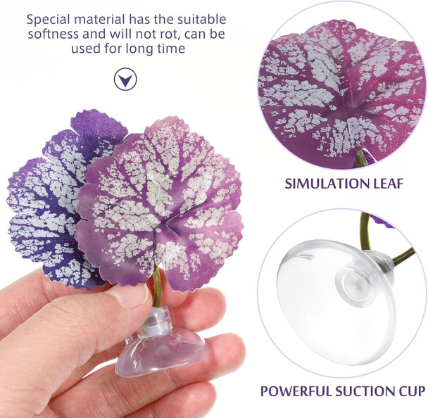 iplusmile Betta Fish Leaf Pad- 2Pcs Aquarium Leaf Hammocks Pad Fish Tank Plants Accessories for Playing Hideout and Aquarium Decorations Simulating The Natural Habitat ( Double Leaf Design, Purple )
