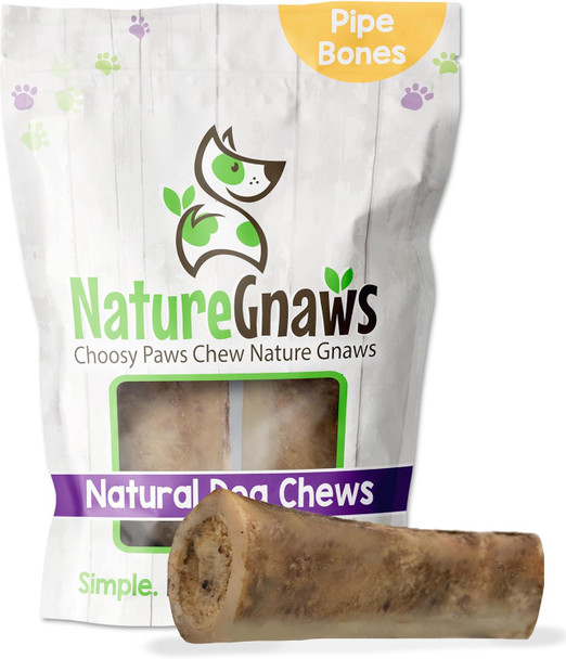 Nature Gnaws Beef Marrow Bones for Dogs 5-6" (2 Count) - Long Lasting for Aggressive Chewers and Large Dogs - Natural Dental Chews