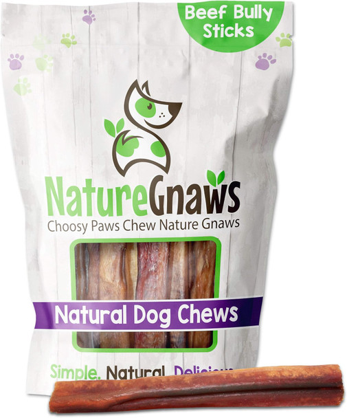 Nature Gnaws Extra Large Bully Sticks for Dogs 5-6" (3 Count) - Thick Long Lasting for Aggressive Chewers and Heavy Chewers - Natural Beef Dog Chew Bones