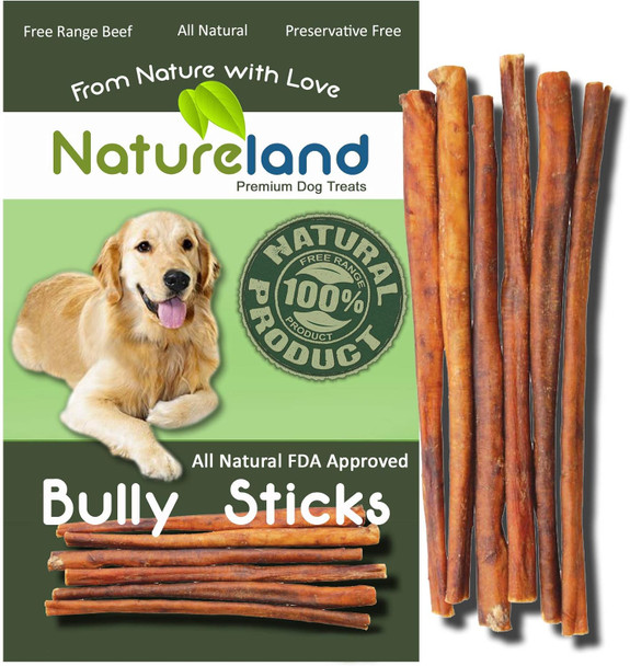 12" Bully Sticks Thin - All-Natural, -Range, Grass-Fed, 100% Beef Dog Chews (12" Bully Sticks Thin - 20 Pack)