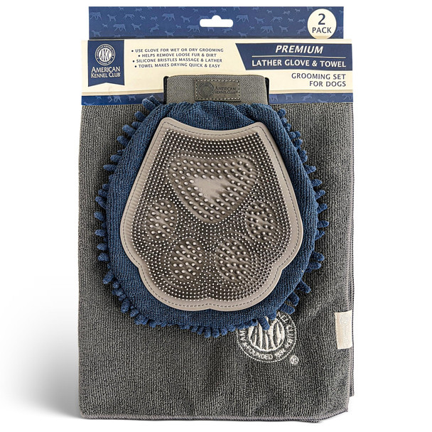 American Kennel Club Akc DualSided Dog Grooming Glove With Silicone Bristles