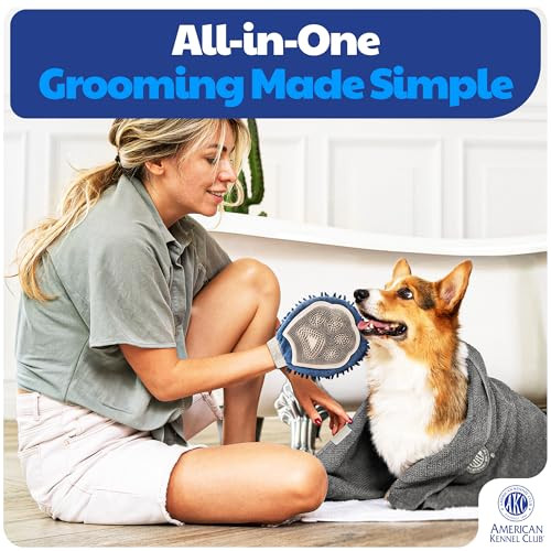 American Kennel Club Akc DualSided Dog Grooming Glove With Silicone Bristles