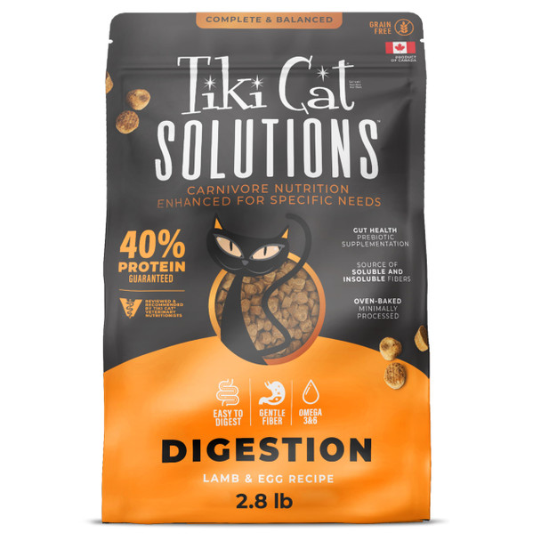 Buddy Biscuits Tiki Cat Solutions Dry Cat Food Digestion Lamb & Egg 2.8 Lbs