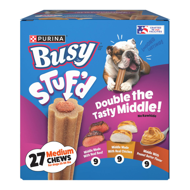 Busy Purina'busy'stuf'd'variety Pack'medium Long Lasting'dog Chews'with'real Beef Real Chicken Or Peanut Butter 27 Ct Variety Pack