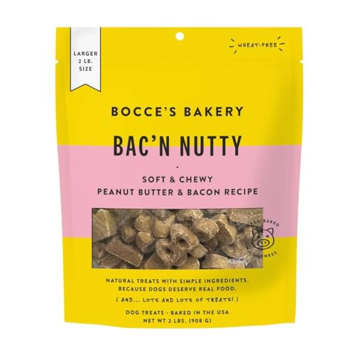 Bocce's Bakery Bac' N Nutty Soft & Chewy Peanut Butter & Bacon Recipe 2 Lb Pack Of 1