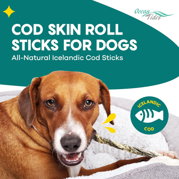 Ocean Tides Icelandic Atlantic Cod Fish Skin Treats for Dogs and Cats Dried Lean Crunch Sticks Chews Ocean Tides Icelandic Atlantic Cod Fish Skin Treats for Dogs and Cats Dried Lean Crunch Sticks Chews