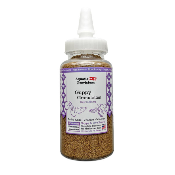 Aquatic Provisions Guppy Granulettes Fish Food For Guppies And Livebearer Freshwater Aquarium Species 3.17 Oz