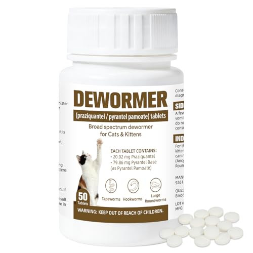 Bikontrun BroadSpectrum Dewormer For Cats & Kittens For Tapeworms Hookworms & Roundworms 50 Tablets