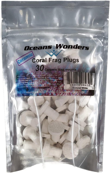 Oceans Wonders Ceramic Natural White Coral Frag Plugs 30 pack