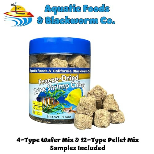 Aquatic Foods Inc. Brine Shrimp Freeze Dried Floating Brine Cubes For Cichlids Discus Tetras 0.6Oz