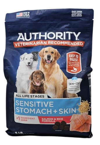 Authority Sensitive Stomach And Skin Salmon Rice Formula Dry Dog Food Bag 6 Pound