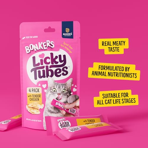 Bonkers Licky Tubes Chicken Flavored Wet Lickable Treats For Cats 4 Pack 4 Pack