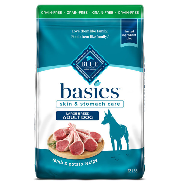 Blue Buffalo Basics Adult Large Breed GrainFree Dry Dog Food For Skin & 22Lb