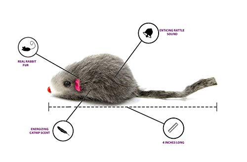 Axel Pets 20 Furry Mice With Catnip And Rattle Sound Made Of Real Pack Of 20