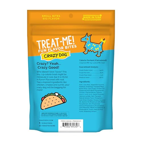Crazy Dog TreatMe Mini Treats: Taco . Bag 4 Oz