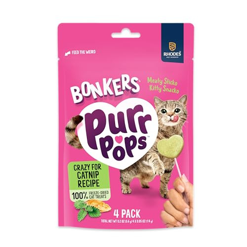 Bonkers Purrpops FreezeDried Catnip Flavored Lollipop Treats For Cats 4 Pack (Pack 4 Pack