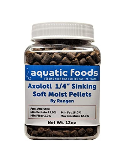 Aquatic Foods Inc. Axolotl Food 1/4" Soft Moist Sinking Pellets Rangen's Salmon Meal Pellets .12Oz