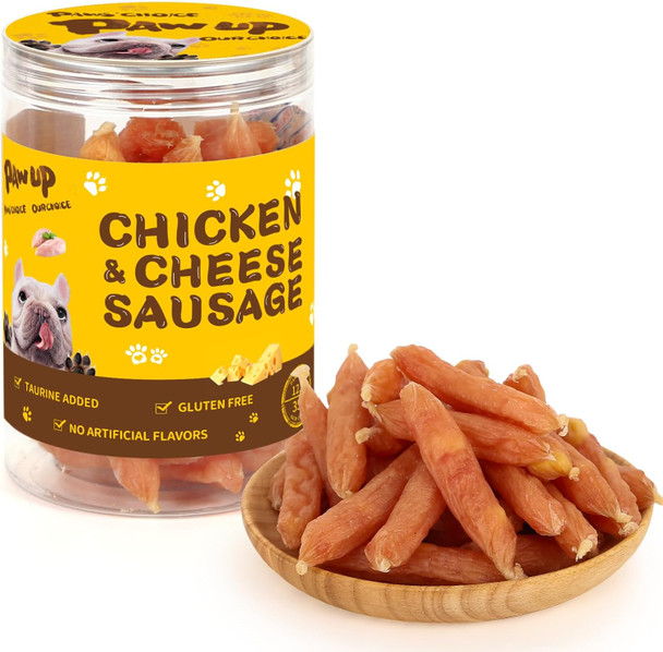 Dog Treats Chicken Cheese Sausage for Dogs, Fresh Chicken, 12.5oz/355g, 1% Taurine Addded, Rawhide , Traning&Rewards Dog Snacks