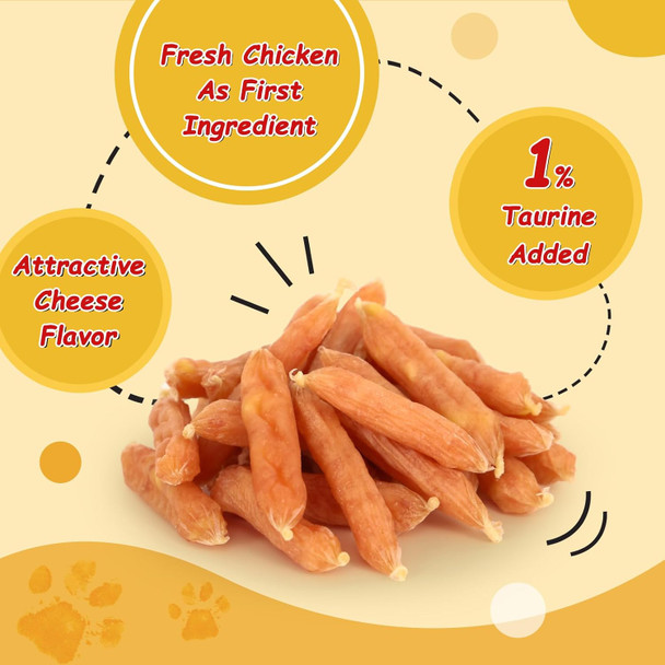 Dog Treats Chicken Cheese Sausage for Dogs, Fresh Chicken, 12.5oz/355g, 1% Taurine Addded, Rawhide , Traning&Rewards Dog Snacks