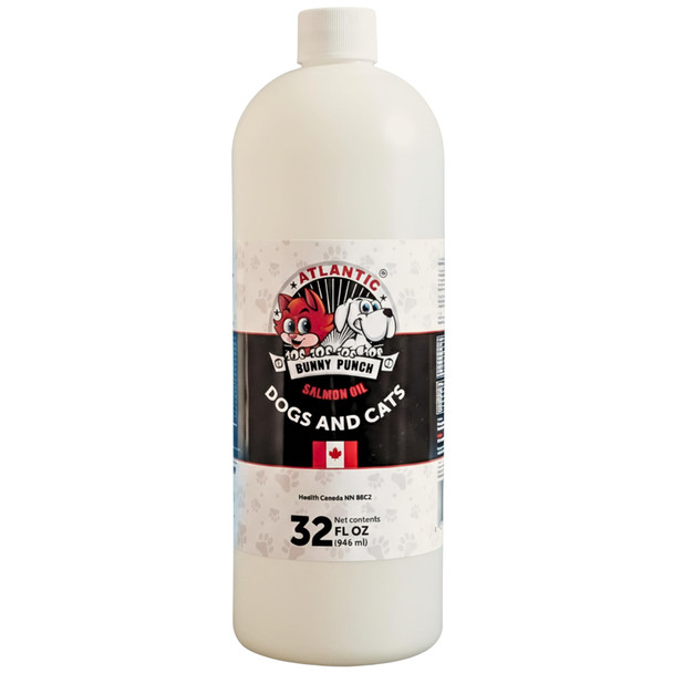 Bunny Punch Since 1990 Pure Atlantic Salmon Oil For Dogs & Cats Liquid Food Topper 32 Oz