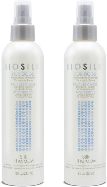Biosilk For Dogs Silk Therapy Deep Moisture Waterless Shampoo Spray No Rinse 8 Fl Oz 2 Pack