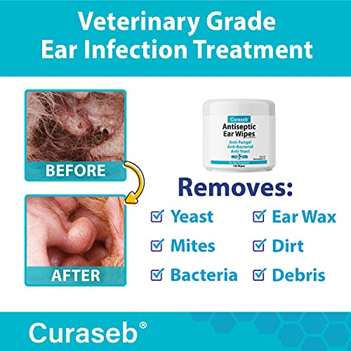 Curaseb Cat & Dog Ear Infection Treatment Wipes 100 Count