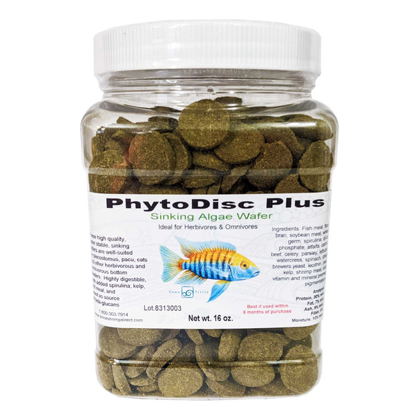 Brine Shrimp Direct Phytodisc Plus Spirulina Algae Wafers 16 Oz