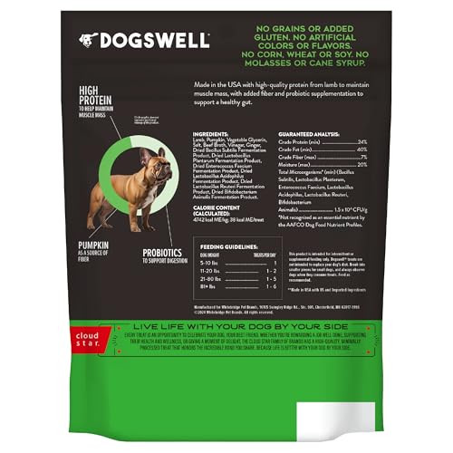 Dogswell Gut Health Mini Jerky Functional Dog Treats Lamb . Bag 4 Oz