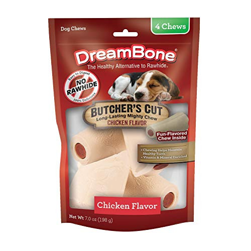 Dreambone Butcher's Cut Chews RawhideFree Chews For Dogs With ChickenFlavor Chew Center 4 Count