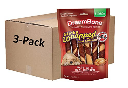 Dreambone ChickenWrapped Chews RawhideFree Chews For Dogs Large 8 Count