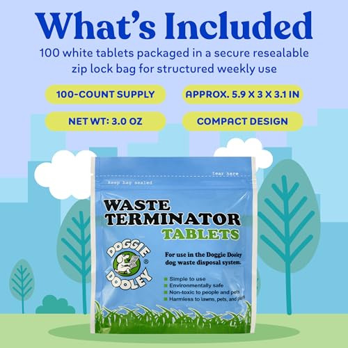 Doggie Dooley Waste Terminator Tablets Pet Digester Concentrate For InGround Disposal Unit Break 100 Count