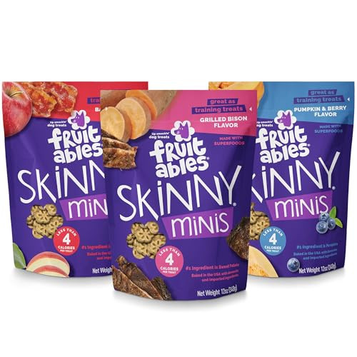 Fruitables Skinny Mini Low Calorie Dog Treats Healthy Soft Sweet Potato Training 12 Oz Variety Pack