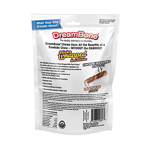 Dreambone Chicken Wrapped Large Stick Dog Treats Daily RawhideFree Chew Digests Safely 8 Count
