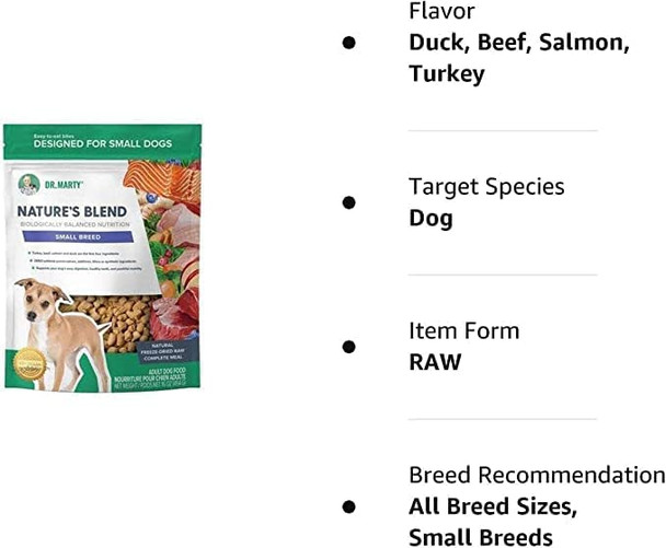 Dr. Marty Nature's Blend Adult Small Breed FreezeDried Raw Dog Food (Pack Of 16 Oz 1 Pound