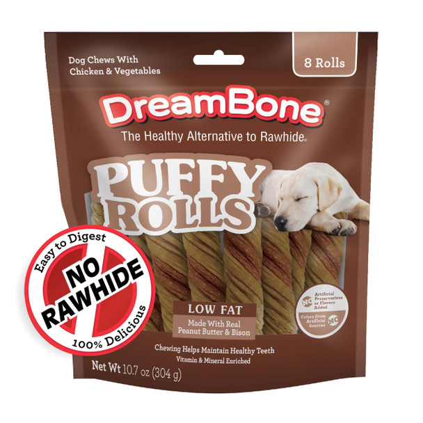 Dreambone Puffy Rolls Chews For Dogs Treat Your Dog To EasyToDigest RawhideFree 8 Count