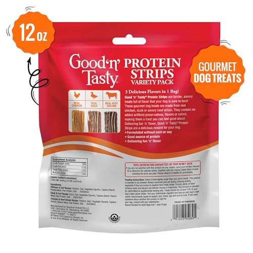 Good 'N' Tasty Good'n'tasty Protein Strips Variety Pack HighProtein Dog Treat With Real Chicken 12 Oz Variety Pack