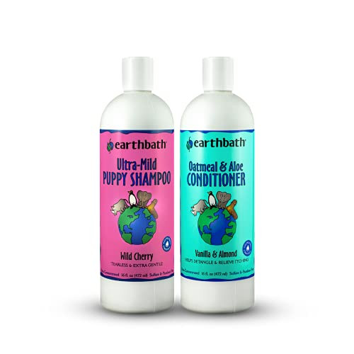 Earthbath UltraMild Puppy Shampoo And Oatmeal & Aloe Conditioner Best Dog Shampoo 16 Oz