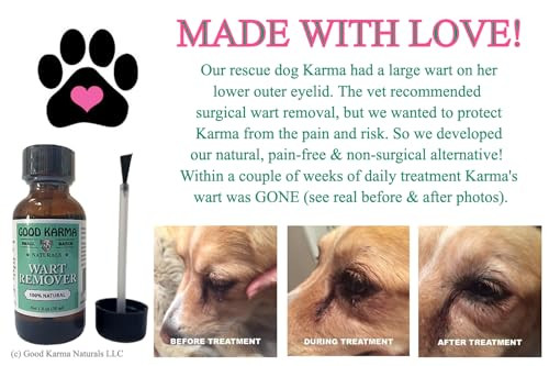 Good Karma Naturals Dog Wart Remover All Natural Painless Dog Warts Removal Treatment Skin 30Ml